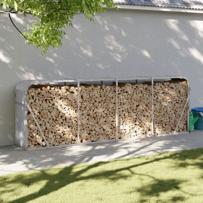 VidaXL Log Holder Light Grey 300x45x100 Cm Galvanized Steel 364556