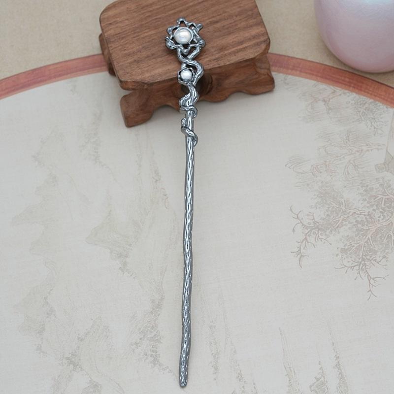 Neuer chinesischer Stil Mondstein Stern Haarstab für Frauen Vintage Metall Flüssige Haarnadel Haarnadel Haarstäbchen Haarschmuck