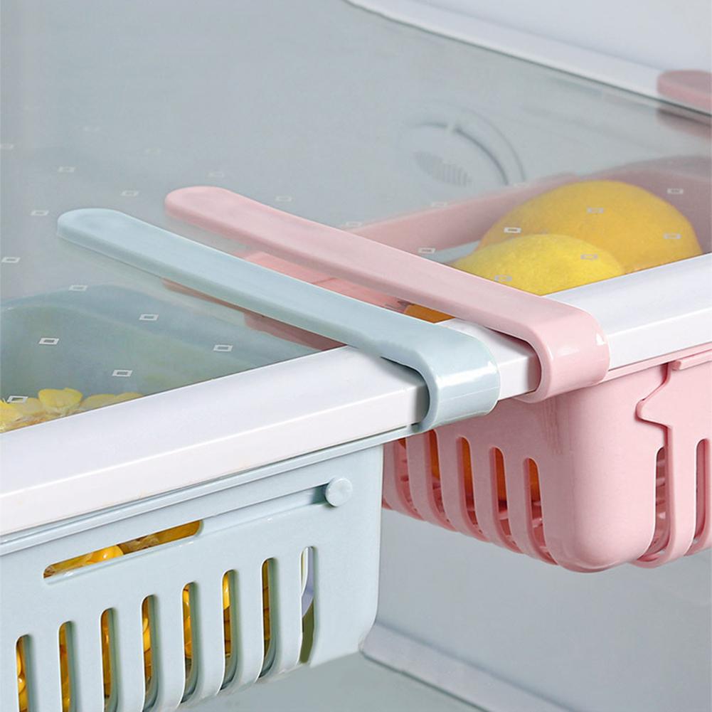 Retractable Kitchen Fridge Organizer Slide Under Shelf Drawer Box Rack Holder