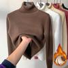 2025 Autumn Winter Women Turtleneck Velvet Thicken Warm Sweater Fleece Thermal Casual Solid Sweater For Women Pullovers