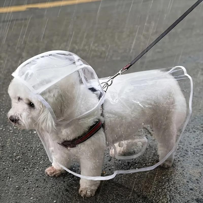 Transparent Dog Raincoat, Waterproof Lightweight Poncho for Small to Large Dogs, Hooded Pet Rain Jacket for Walking