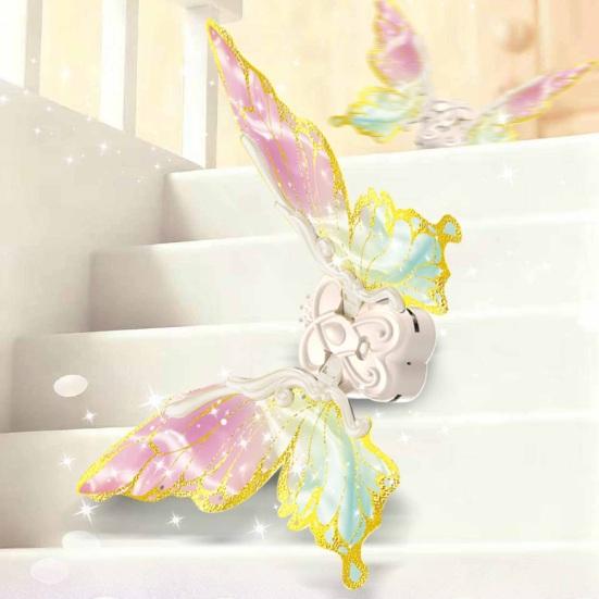 Electric Light Up Flapping Butterfly Wings for Kids LED Glowing Angel Fairy Costume with Music Halloween Christmas Party Prop