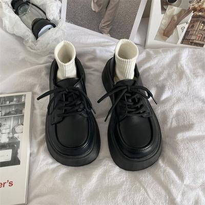 Small Leather Shoes Retro Single Shoes Thick Soled, Height Increasing Women's Shoes