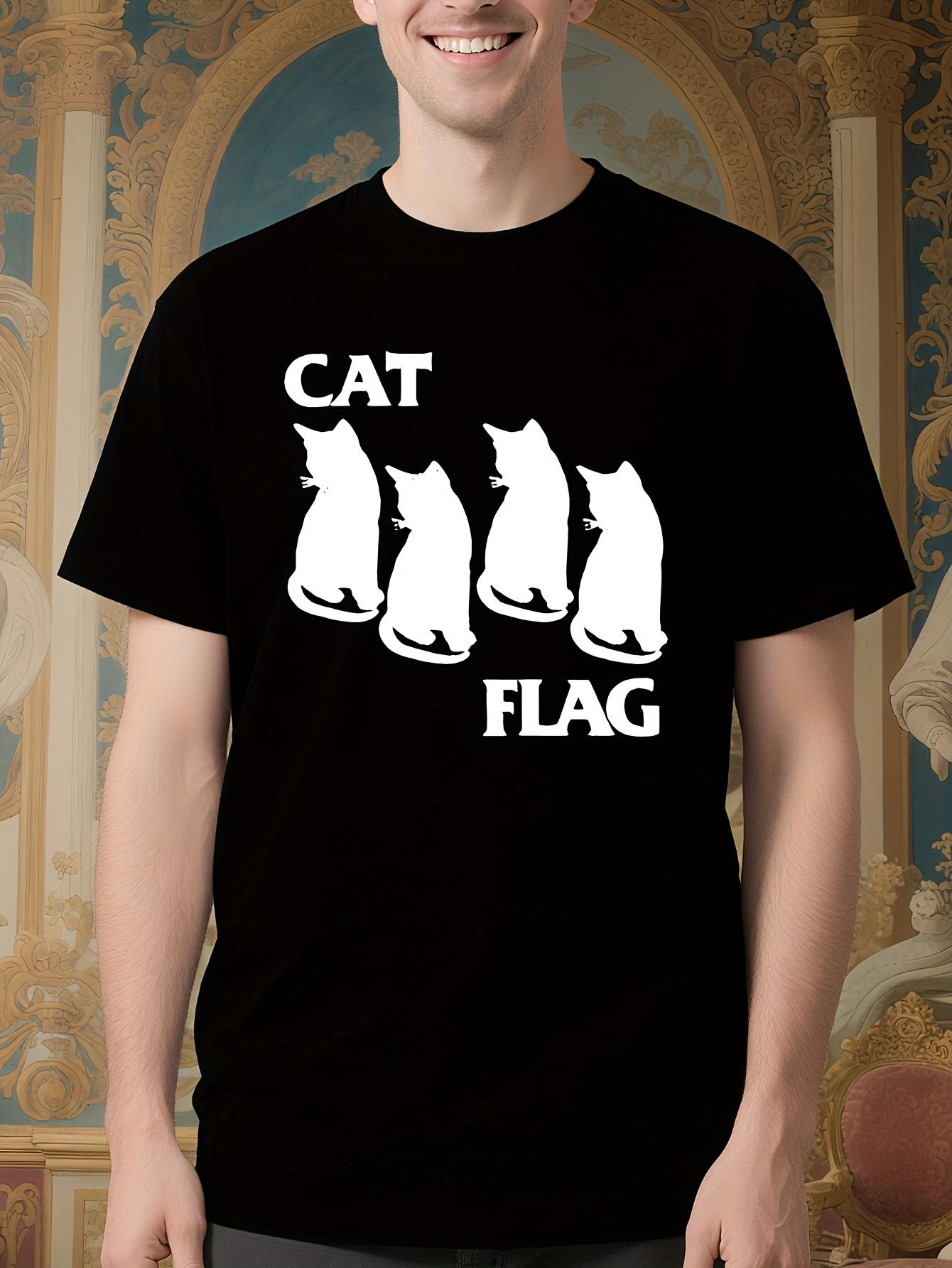 Funny Cat Flag Graphic Tshirt - Black with White Cats - P... XXXXL