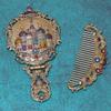 Tuban - Set: Castle / Butterfly / Peacock Alloy Handheld Mirror + Hair Comb (Various Designs)