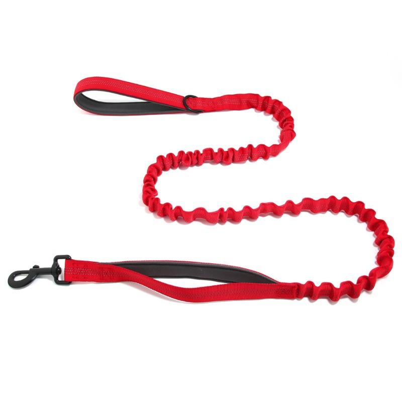 Dual Handle Elastic Dog Leash Shock Absorb Bungee Reflective Walking Lead for Medium Large Dogs Anti-Burst Pets Training Leash