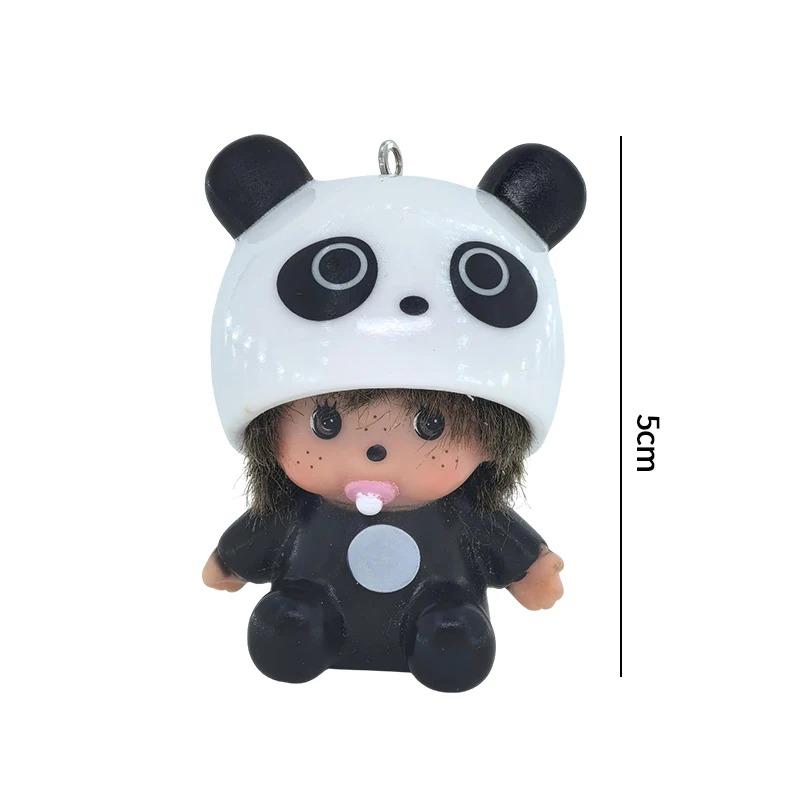 Hello Kitty Monchhichi Vinyl Figure Keychain Cute Anime Keyring Car Bag Pendant Desktop Ornament Wedding Gift for Fans Kids