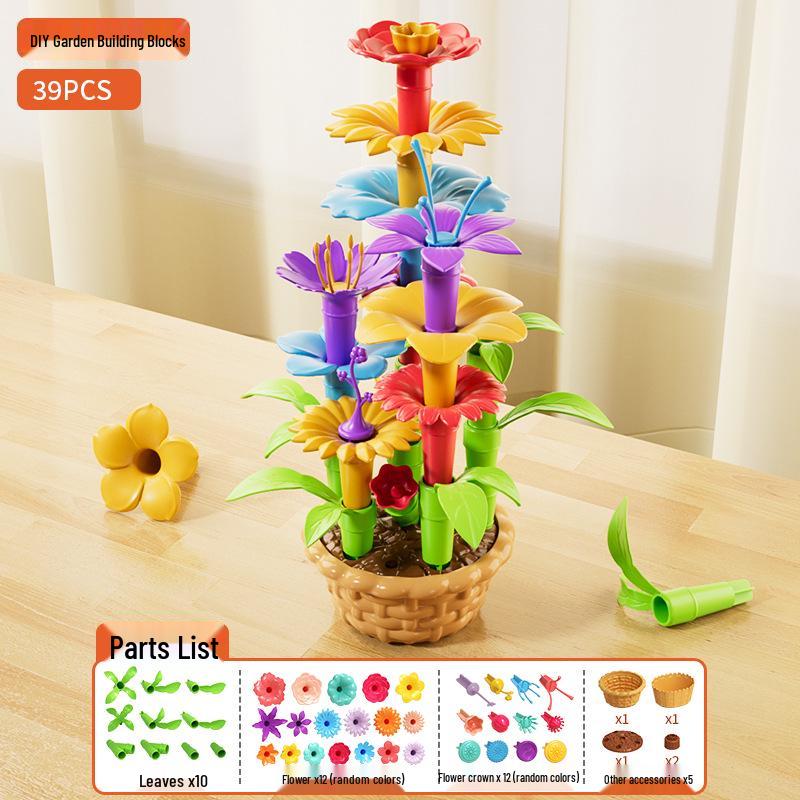 

Garden-Themed DIY Flower Arrangement Building Blocks for Kids