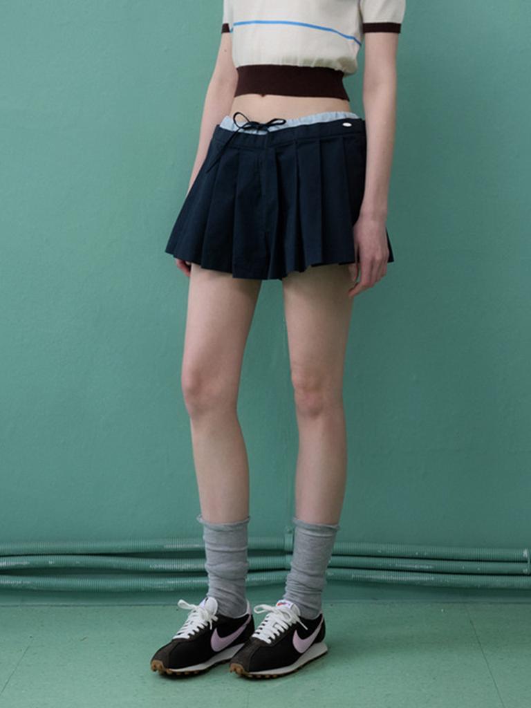 MURMURE Polka Color Block Pleated Skirt Pants_Polka Pleats Pants