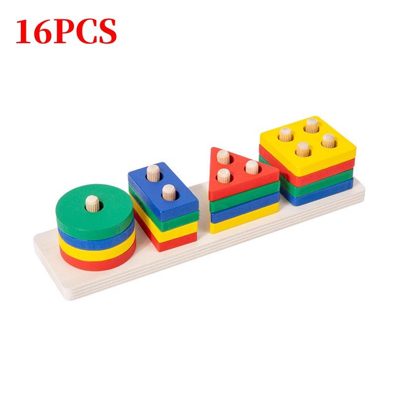 Wooden Geometric Shape Sorting Stacking Early Education Toy For Toddlers Color Recognition And Cognitive Development