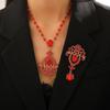 New Vintage Crystal Pendant Necklace Luxury Rhinestone Alloy Elegant Women Neck Jewelry