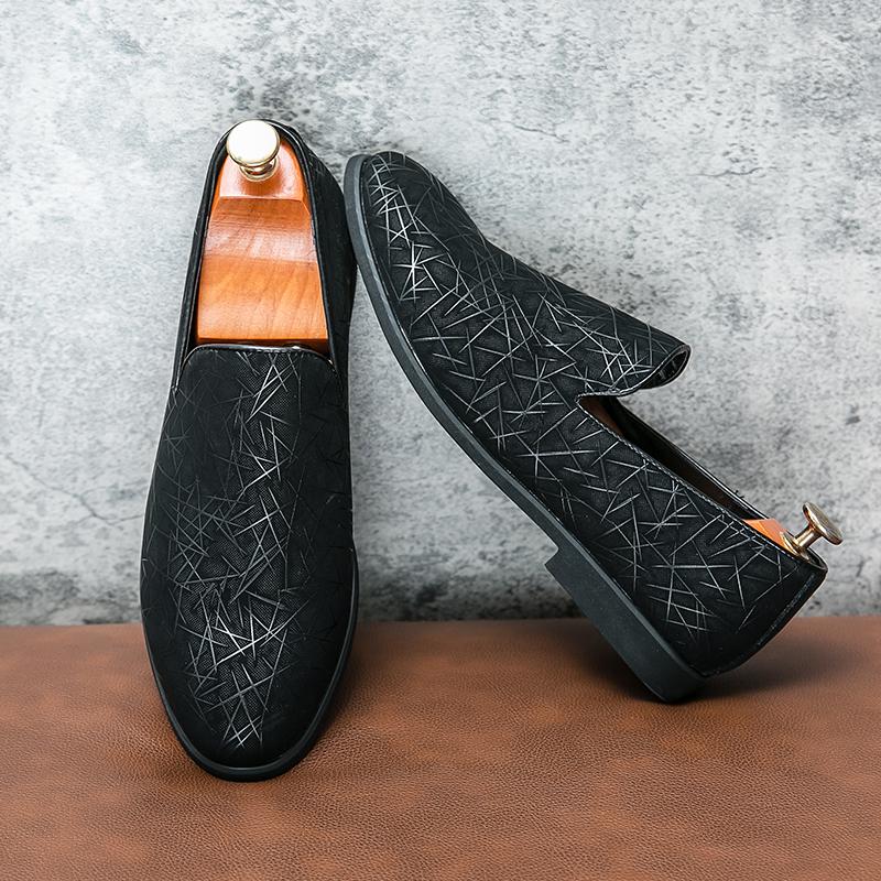 Men's Printing Pattern Patent Leather Slip On Driving Shoes Male Formal Wedding Prom Dress Homecoming Sapatos Tenis Masculino