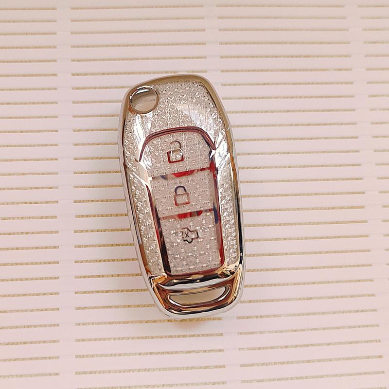 

White Diamond Tpu For Ford Fusion Fiesta Escort Mondeo Everest Ranger Protector Flip Folding Remote Car Key Case Cover Holder