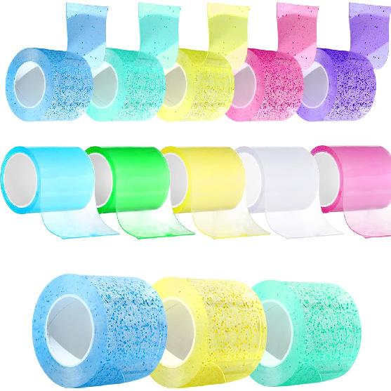 HyDren 10 Pcs Nano Tapes, Multicolor Nano Tape Bubble Kit, No Heating Required, Suitable for Beginners and Children, Colorful Double Sided Tape(65.6