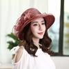Hat women's summer European and American style organza straw woven stacking flower fashion mesh yarn hat sun protection sun hat versatile cool hat