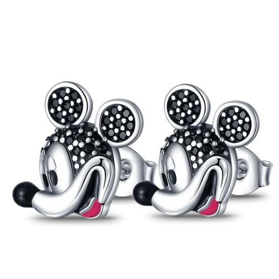 New 925 Silver Stitch Donald Duck Minnie Earrings With Zirconia Fashion High Quality Jewelry for Women Girls