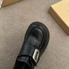 2025 New Spring and Autumn Black Platform Small Leather Shoes One-pedal Versatile Single Shoes Retro British Style Loafers Women