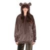 Women's Comfortable Furry Hooded Long Sleeve Sweatshirt With Eye Mask