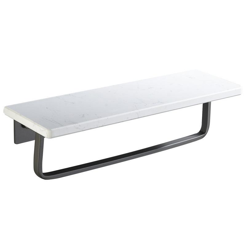 Black/White Marble Bathroom Shelf Wall-mounted Bathroom Storage Rack Aluminum Shower Stand With Rod Bathroom Accessory