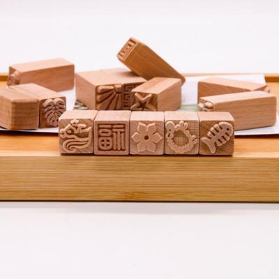 Timbres en bois sculptés à la main, impression de sceaux en bois, blocs d'impression de poterie en argile pour travaux pratiques