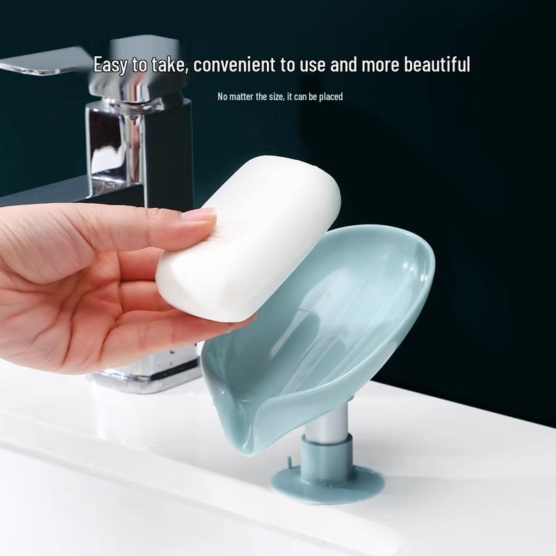 Non-Drip Soap Dish - No-Drill Suction Cup Lotus Leaf Design for Bathroom Vanity