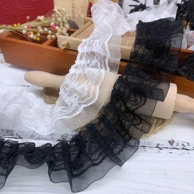 Double Layers Chiffon Lace Ruffle Trim Ruffled Trim Fabric  Dress Collar Cuffs Edge Decoration