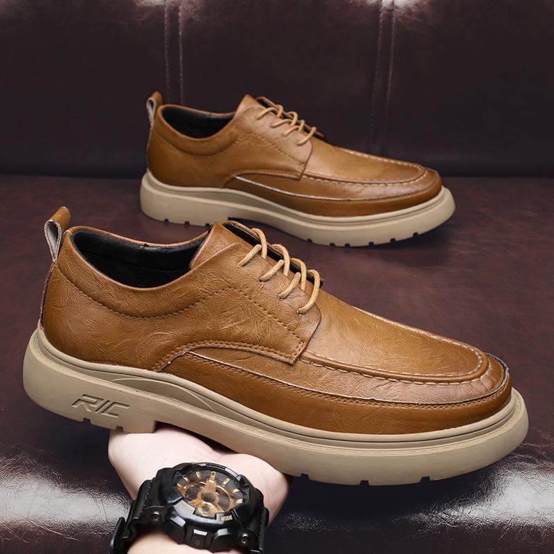 Men's High-quality Anti-skid Wear-resistant Leather Fashion Casual Leather Shoes Low Top Leather Shoes