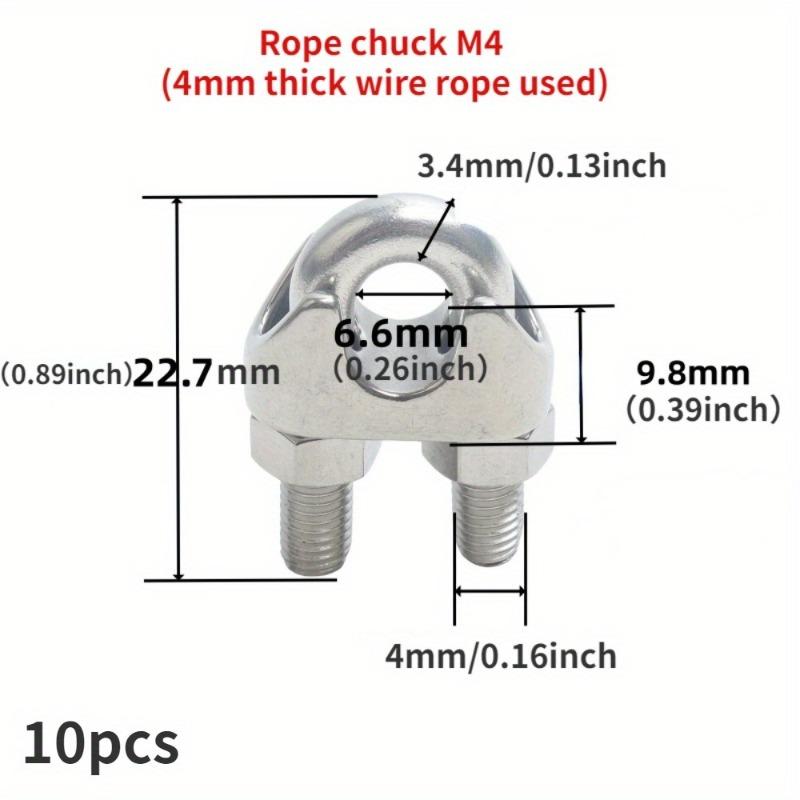 10ks 304 Svorka na drátěné lano z nerezové oceli Svorka ve tvaru U Upevňuje dvojitou svorku pro velké zatížení Svorka z nerezové oceli