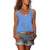 Top da donna senza maniche con bottoni decorativi, colore unito, con tasche, scollo a V, casual, mimetico militare, canottiera da donna, abbigliamento da donna