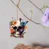 Skeleton Halloween Flower Butterfly Pattern Acrylic Pendant For Car Decoration