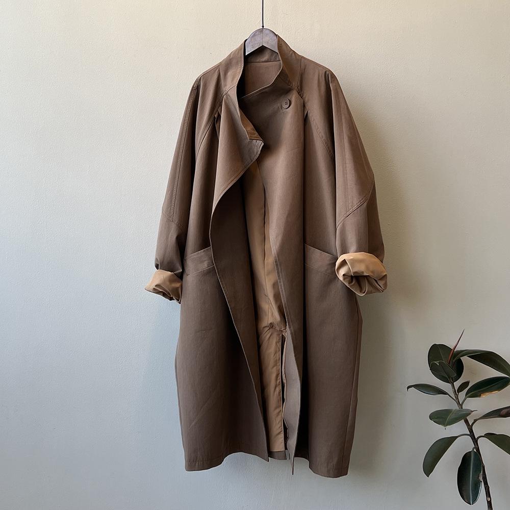 

Yan Shuang Women s Retro Lapel One-Button Mid-Length Trench Coat 82116 L