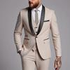 Abito da uomo a tre pezzi slim fit in stile coreano, per occasioni business casual, matrimoni ed eventi formali