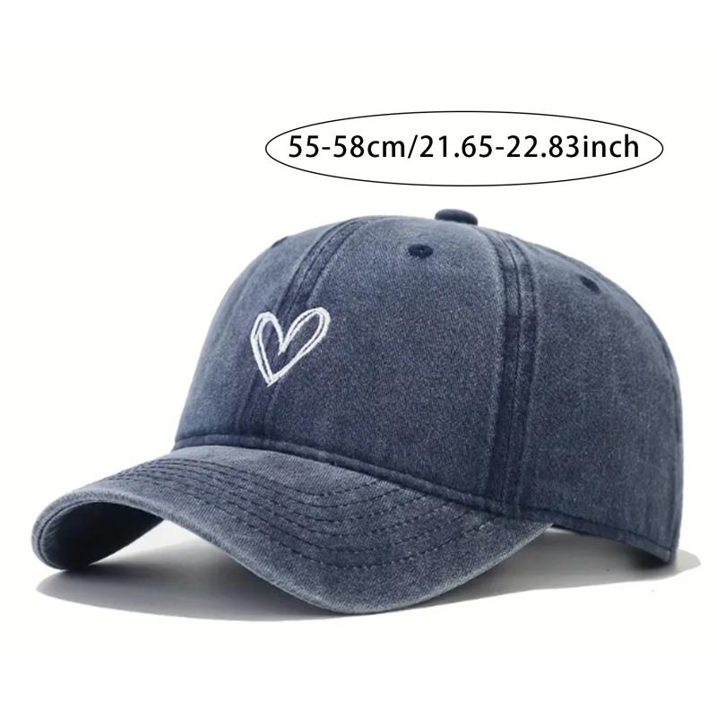 Tavaszi nyári sapka női hímzett szívvel mosható farmernadrág baseball sapka férfi női alkalmi divat vékony pár puha felső sapka