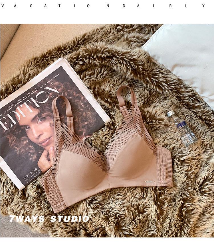 High-End Minimalist Glossy Wire-Free Bra: Comfortable, Breathable, Small Bust, Thin Cup Women's Underwear.