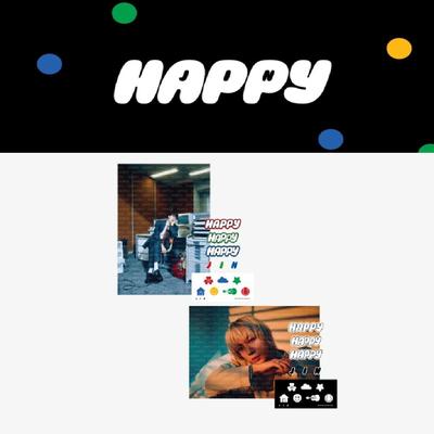Conjunto de Pôster e Adesivos Jin HAPPY