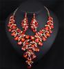 Gorgeous Colorful Crystal Flower Drop Collar Necklace Earring Luxury Wedding Jewelry Set Exaggerated Girl's Bridal Party Gift