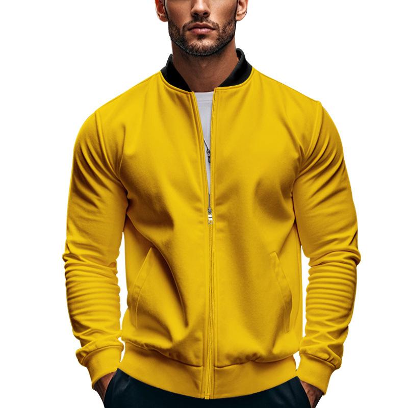 Neue Herbst Herren Stehkragenjacke einfarbig Sport und Freizeit Reißverschluss Langarm Oberteil Herrenmantel