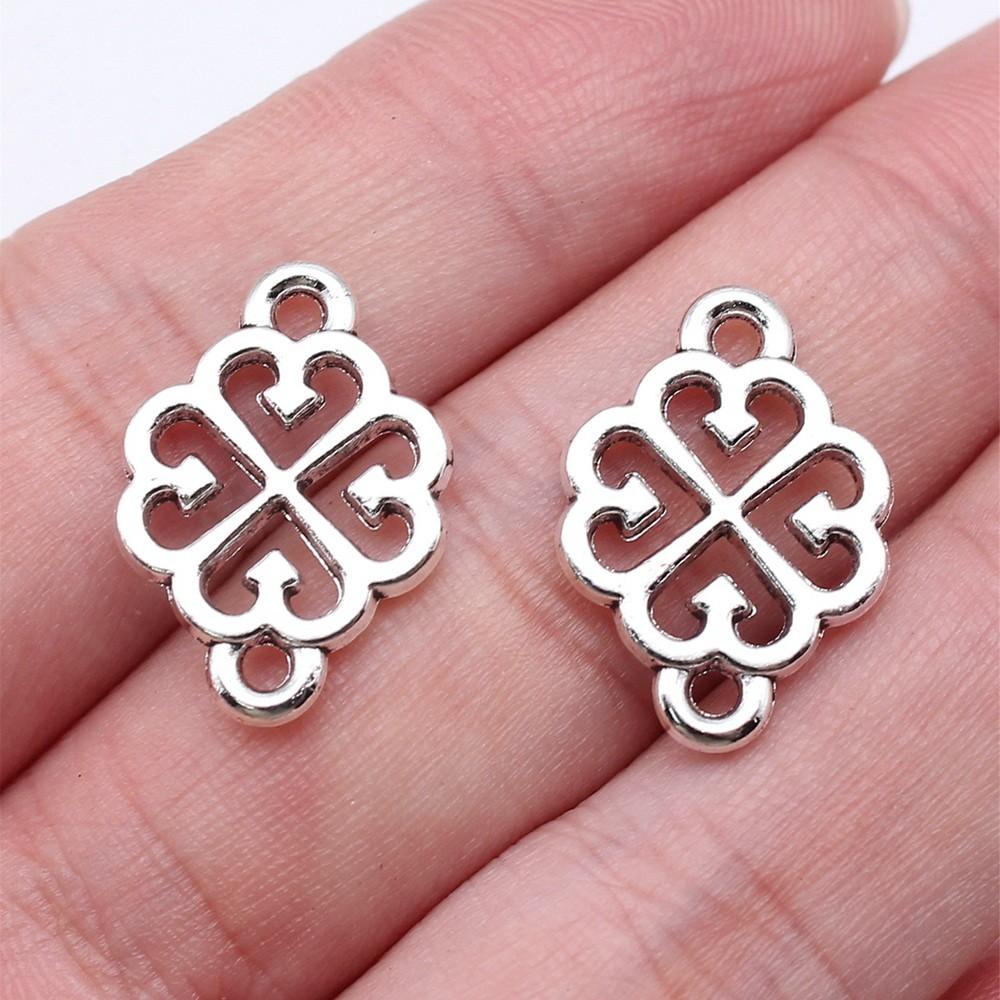 Flower Petal Connectors Botanical Themed Antique Bronze Zinc Alloy Jewelry Making Connect Charms Extender Connectors