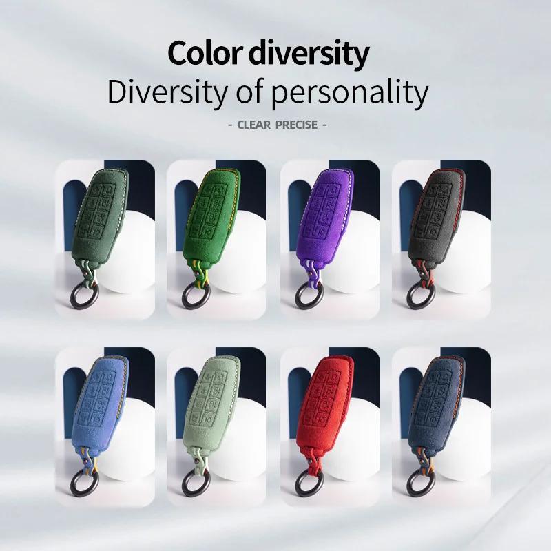 For Genesis G80 GV70 GV80 2019 2020 2021 2022 2023 Car Key Case Auto Cover Shell Suede Accessories Remote Keychain Protector