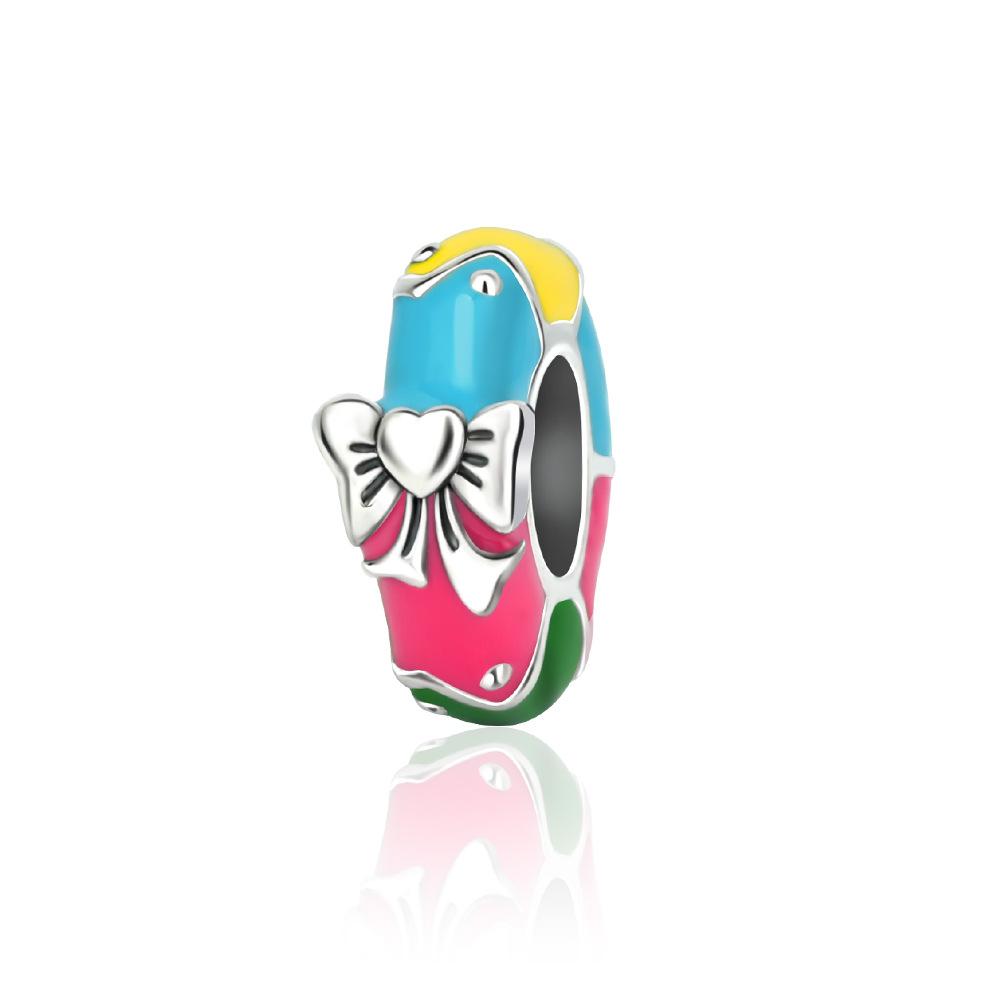 Lovely 925 Silver Pink Bow Charms Earrings Rings Christmas Bell Pendant Fit Original Bracelet Necklace DIY Jewelry Gift