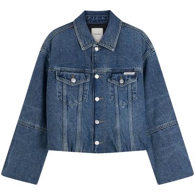 Calvin Klein Amerikansk Vintage Krave Tynd Polstret Denimjakke Damejakker 47D725G