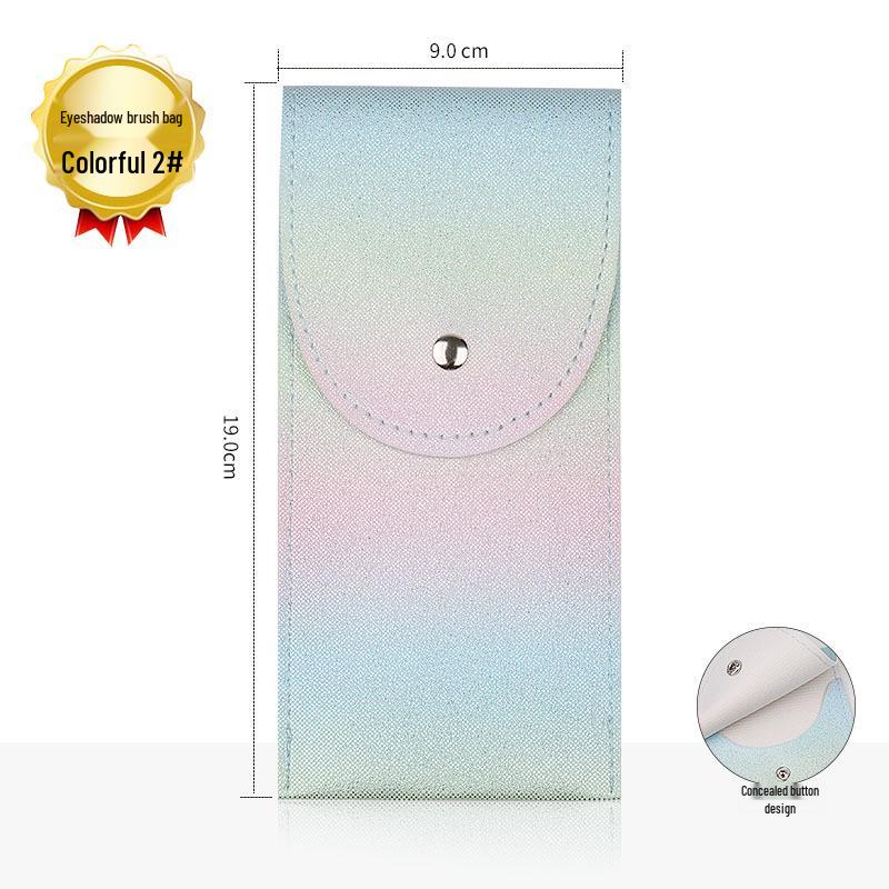High-End Portable Gradient Eyeshadow Makeup Brush Bag - Soft Leather, Colorful, and Stylish.