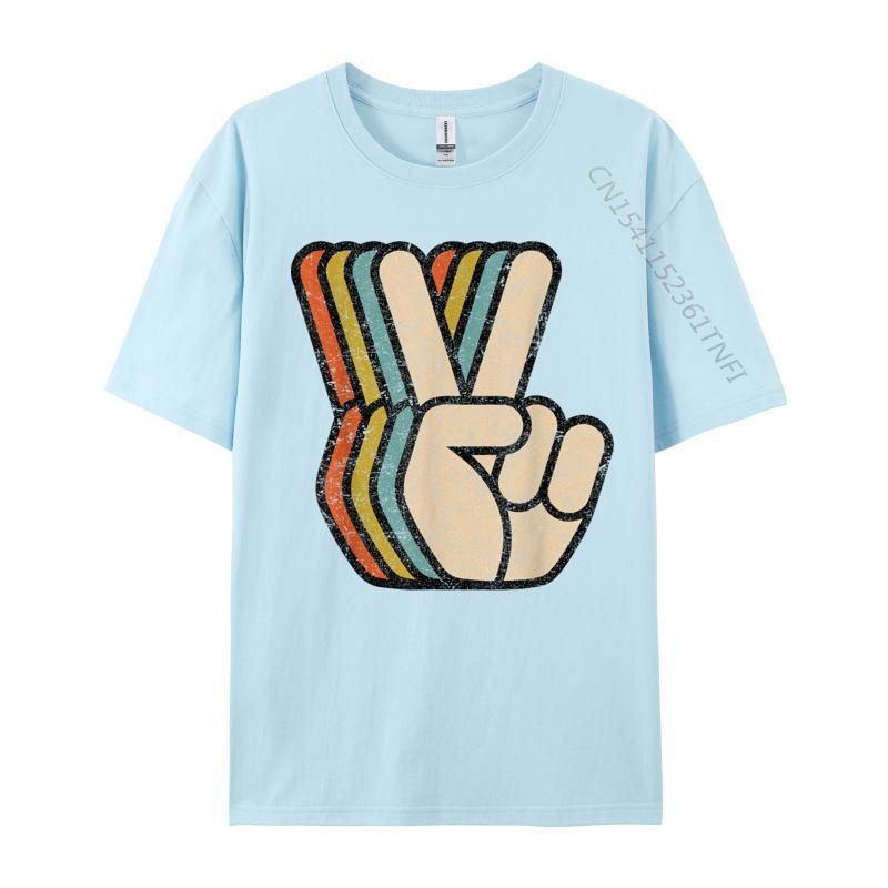 Retro Peace Sign V Fingers Vintage Prevalent Young T Shirts Customized Tees Pure Cotton O-Neck Design Sweatshirts