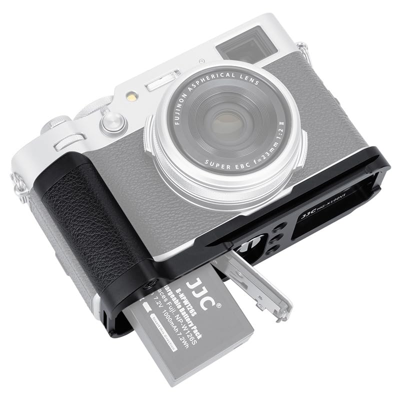 JJC Metal Hand Grip for Fujifilm Fuji X100VI Camera, Convenient Memory Card & Battery Replacement, Black