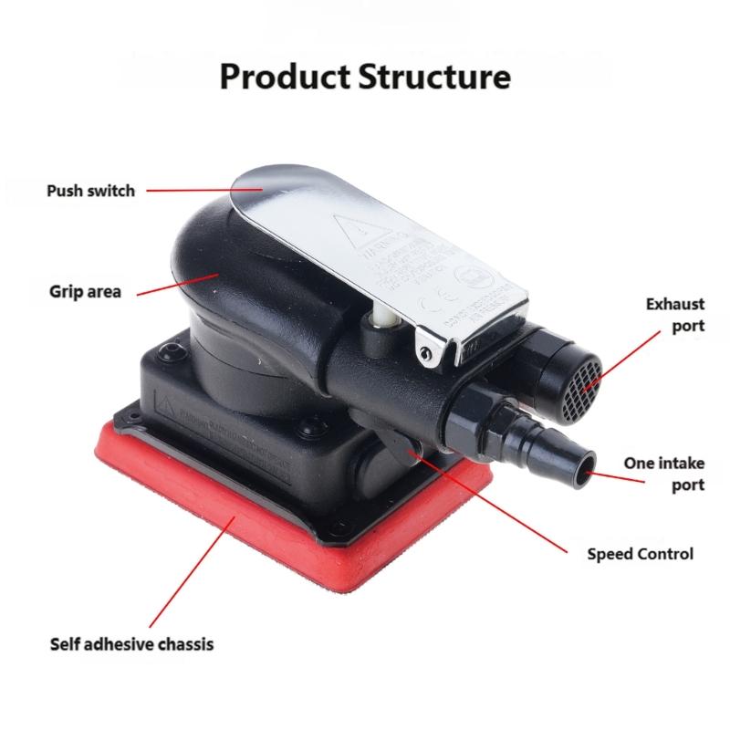 10000RPM Rectangular Air Sander Pneumatic Random Orbital Sander For Car Repair And Woodworking Applications