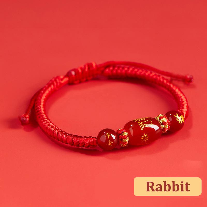 Náramek pletený z červené šňůrky ve stylu čínského zvěrokruhu Šťastný náramek pro rok pro muže ženy Náramek pro rok hada Šperky Dárky