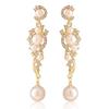 Luxury Pearl Drop Earrings With Cz Micro Pave Geometric Design For Women