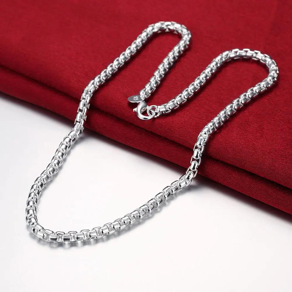 

45-60cm 4MM Round Box Chain Copper Necklaces for Men Woman Boy Fashion Jewelry Party Christmas Gifts 18inches 45 cm