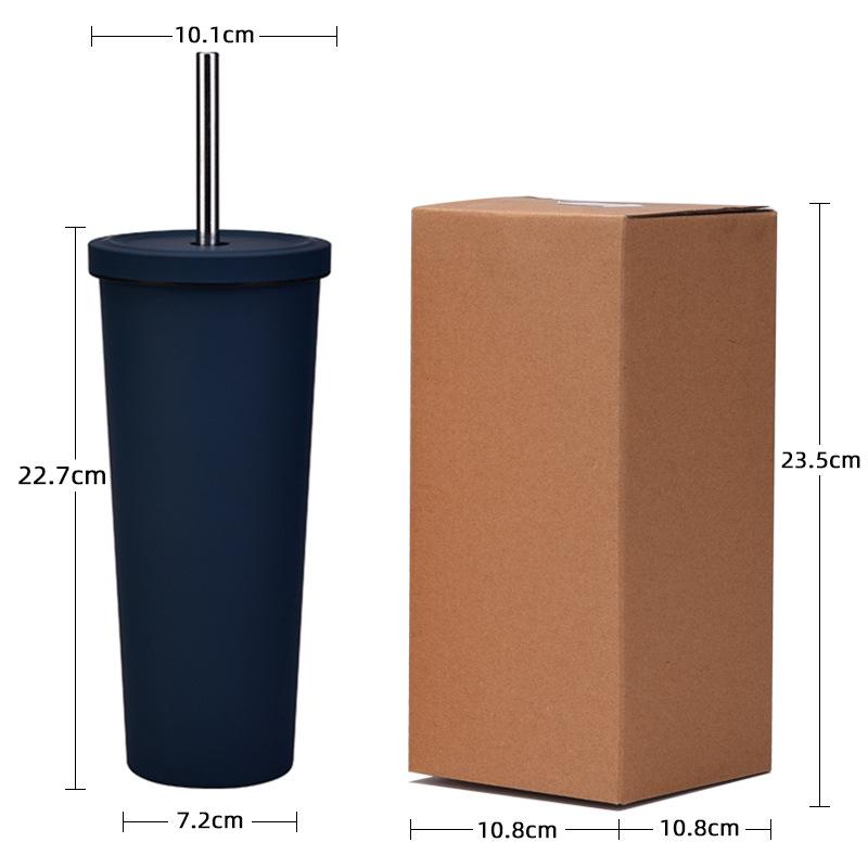 2025 Ceramic Liner Milk Tea Cup Large Capacity 830Ml Thermos Cup Stainless Steel Straw Cup
