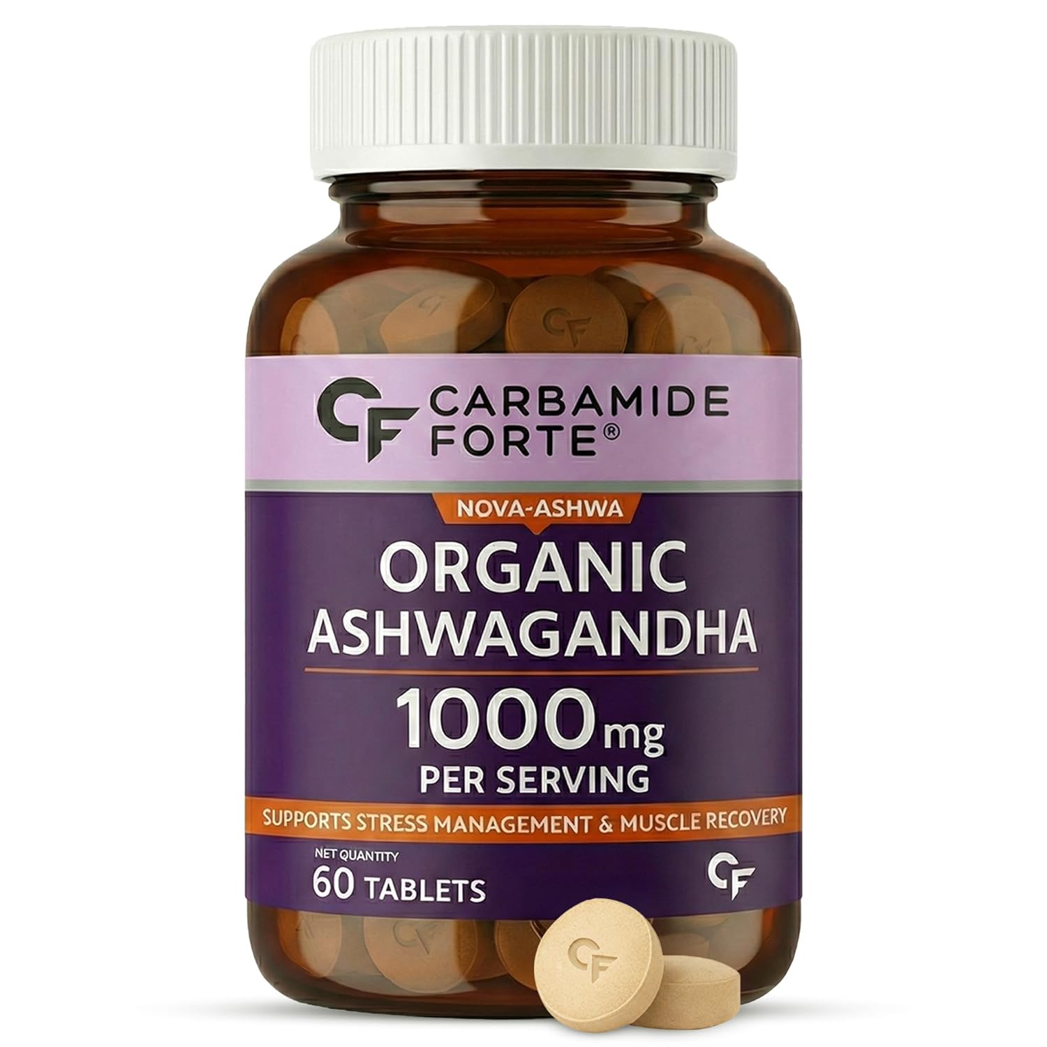 

Carbamide Forte Ashwagandha 60 Tablets 1000mg Organic Stress Relief Supplement for Men & Women